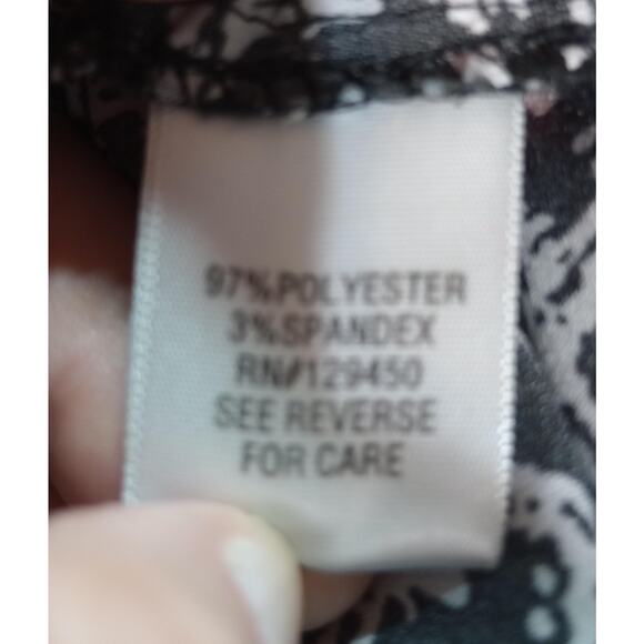 Apt‎ 9 Shirt Womens 3X Black White Button Down Stretch Blouse Geometric Print - Picture 7 of 8